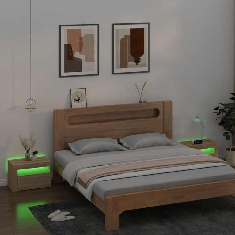 Nachtkastjes 2 st met LED-verlichting 60x35x40 cm sonoma eiken MeubelReus