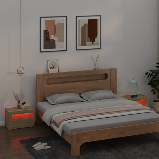 Nachtkastjes 2 st met LED-verlichting 60x35x40 cm sonoma eiken MeubelReus
