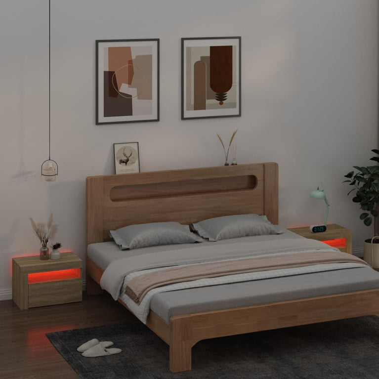 Nachtkastjes 2 st met LED-verlichting 60x35x40 cm sonoma eiken MeubelReus