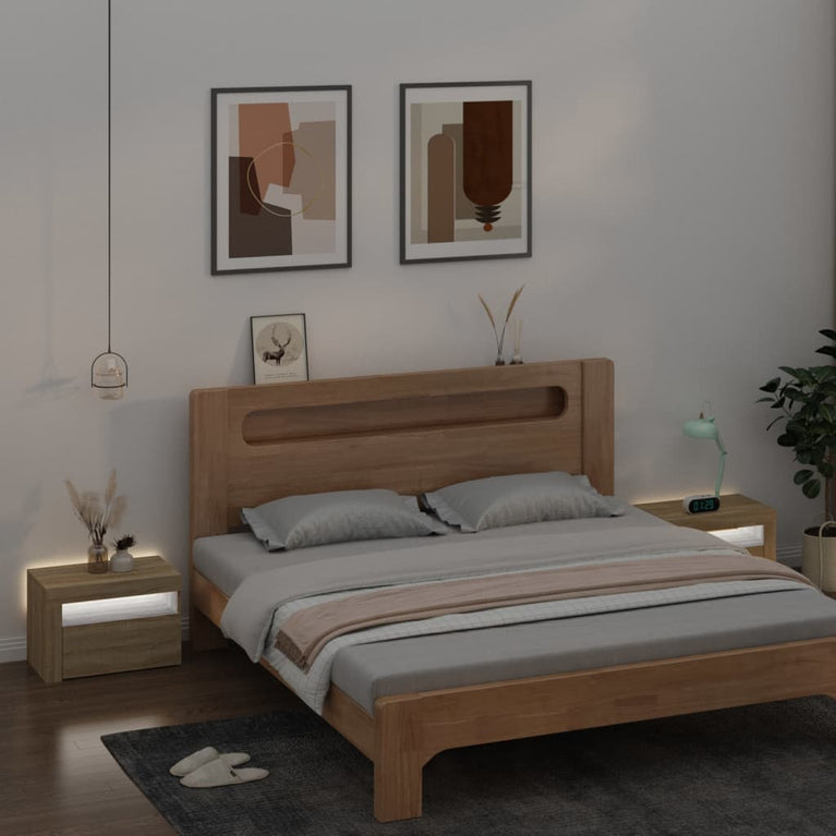 Nachtkastjes 2 st met LED-verlichting 60x35x40 cm sonoma eiken MeubelReus