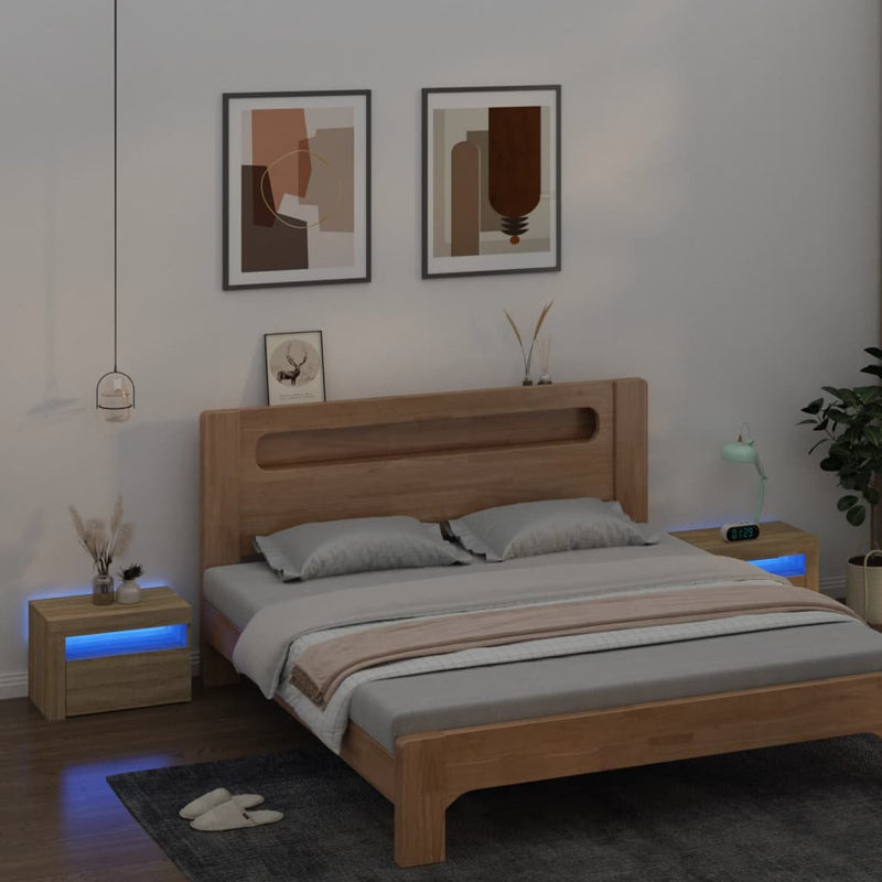 Nachtkastjes 2 st met LED-verlichting 60x35x40 cm sonoma eiken MeubelReus