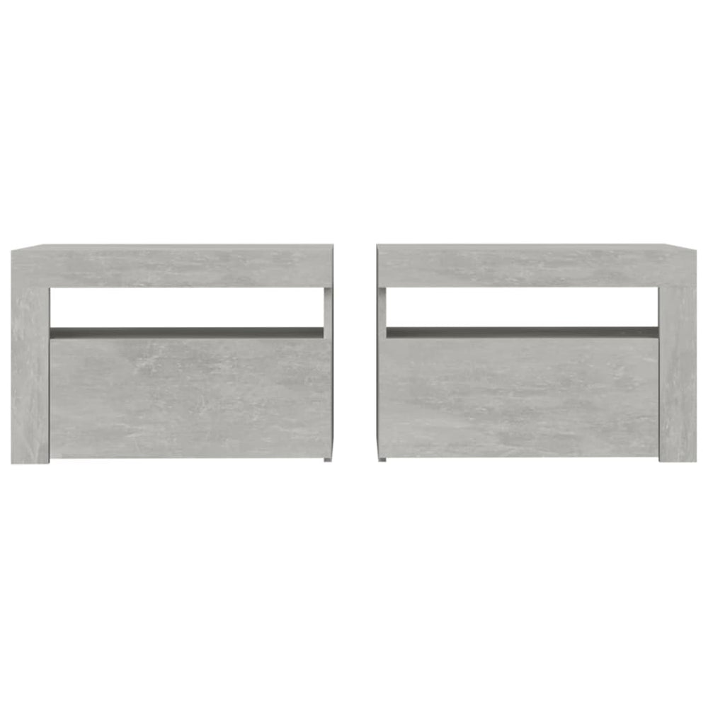 Nachtkastjes 2 st met LED-verlichting 60x35x40 cm betongrijs MeubelReus