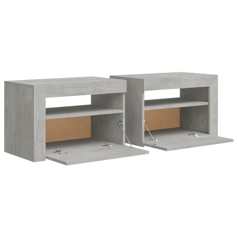 Nachtkastjes 2 st met LED-verlichting 60x35x40 cm betongrijs MeubelReus