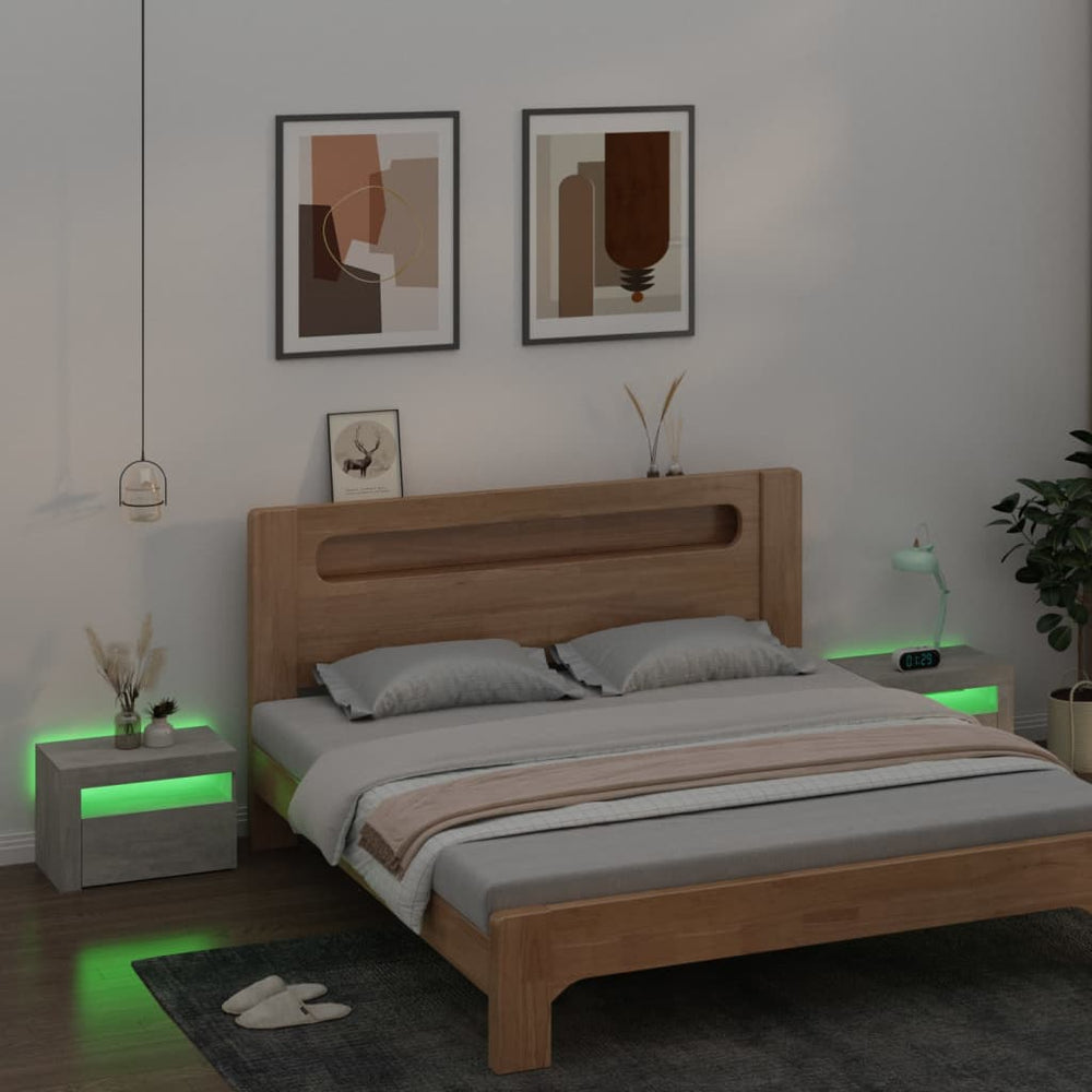 Nachtkastjes 2 st met LED-verlichting 60x35x40 cm betongrijs MeubelReus