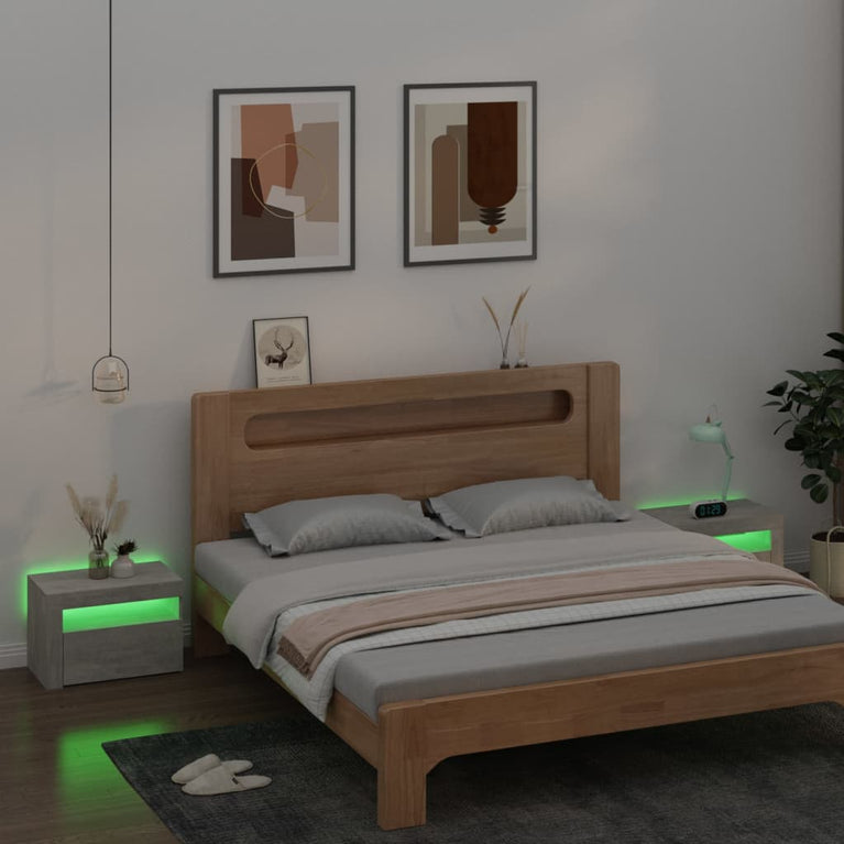 Nachtkastjes 2 st met LED-verlichting 60x35x40 cm betongrijs MeubelReus