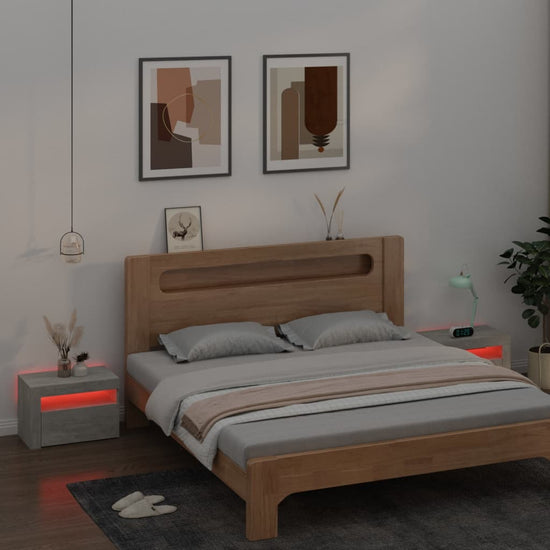 Nachtkastjes 2 st met LED-verlichting 60x35x40 cm betongrijs MeubelReus