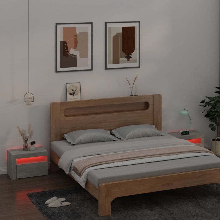 Nachtkastjes 2 st met LED-verlichting 60x35x40 cm betongrijs MeubelReus