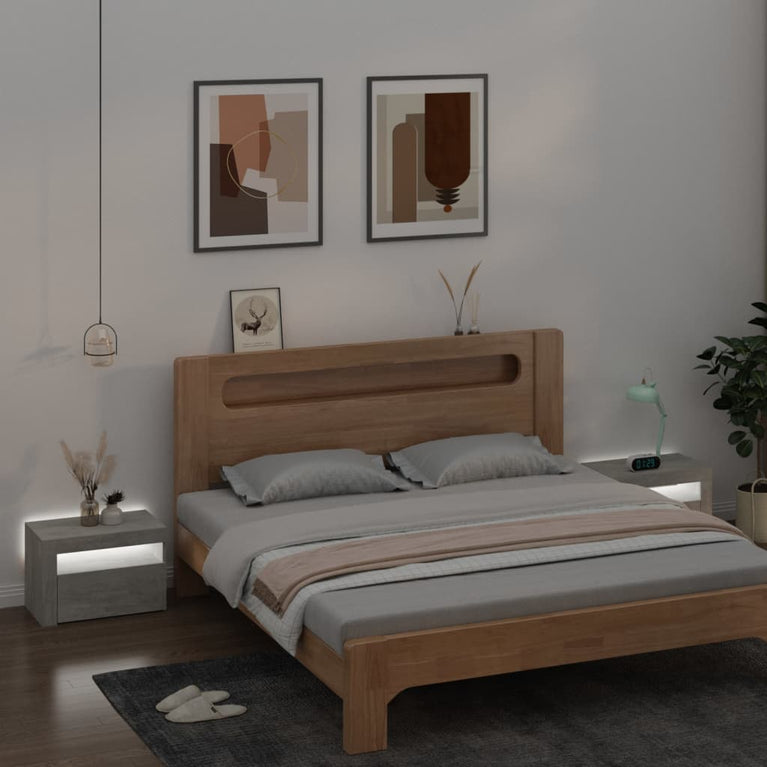 Nachtkastjes 2 st met LED-verlichting 60x35x40 cm betongrijs MeubelReus