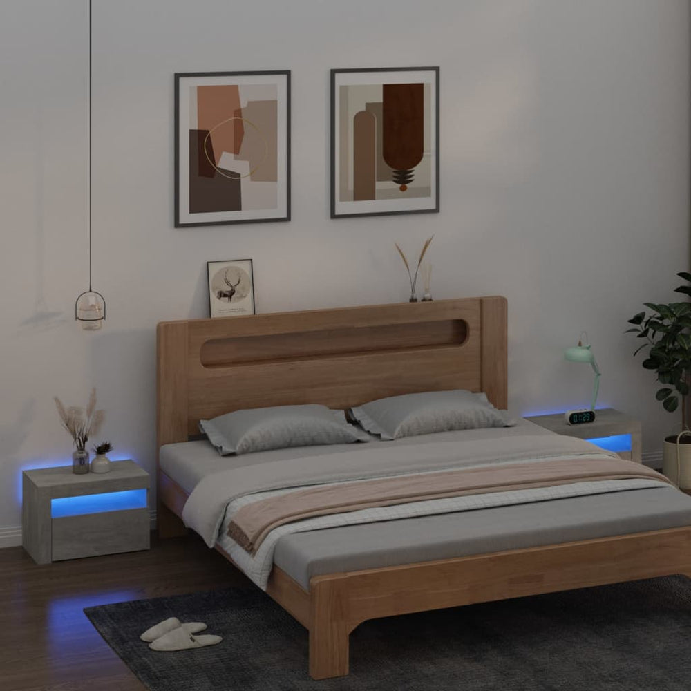Nachtkastjes 2 st met LED-verlichting 60x35x40 cm betongrijs MeubelReus