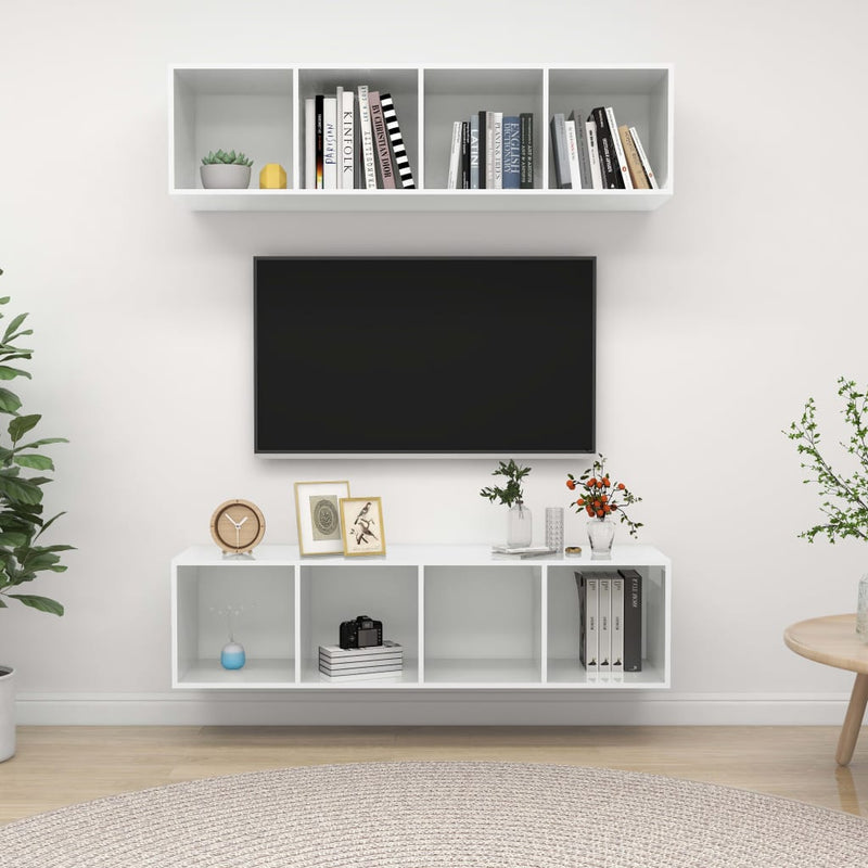Tv-wandmeubelen 2 st spaanplaat hoogglans wit MeubelReus