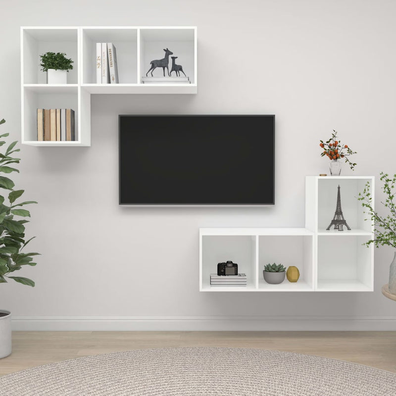 Tv-wandmeubelen 4 st bewerkt hout wit MeubelReus