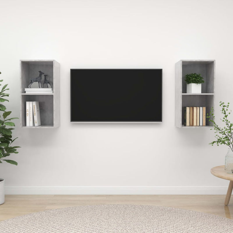 Tv-wandmeubelen 2 st spaanplaat betongrijs MeubelReus
