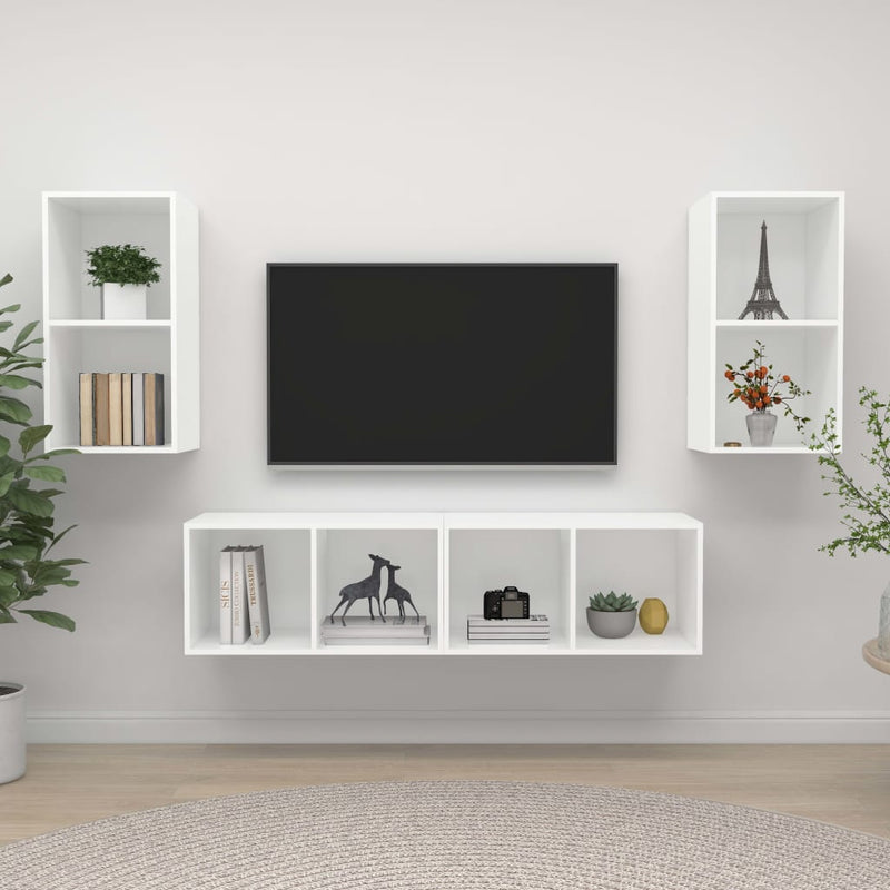 Tv-wandmeubelen 4 st spaanplaat wit MeubelReus