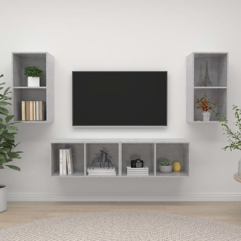 Tv-wandmeubelen 4 st spaanplaat betongrijs MeubelReus