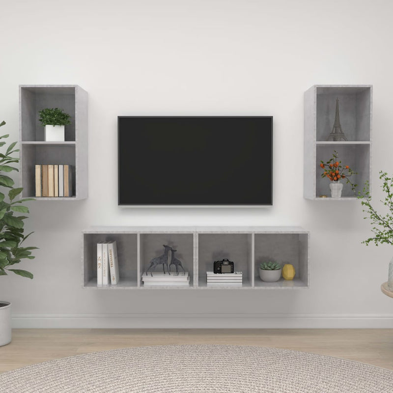 Tv-wandmeubelen 4 st spaanplaat betongrijs MeubelReus