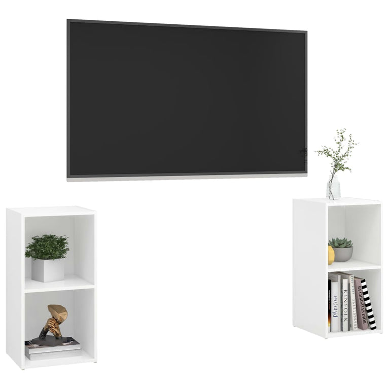 Tv-meubelen 2 st 72x35x36,5 cm bewerkt hout wit