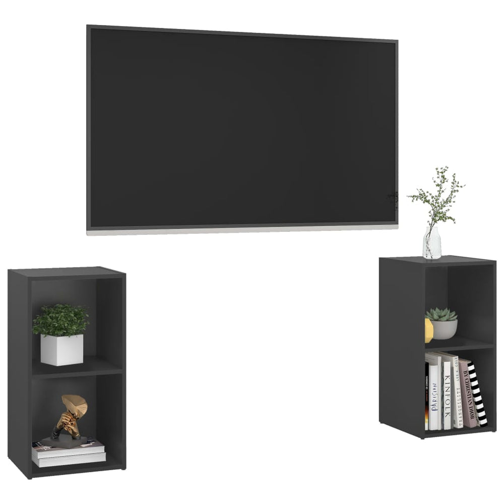 Tv-meubelen 2 st 72x35x36,5 cm spaanplaat grijs MeubelReus