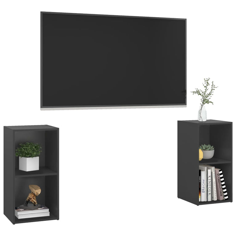 Tv-meubelen 2 st 72x35x36,5 cm spaanplaat grijs MeubelReus