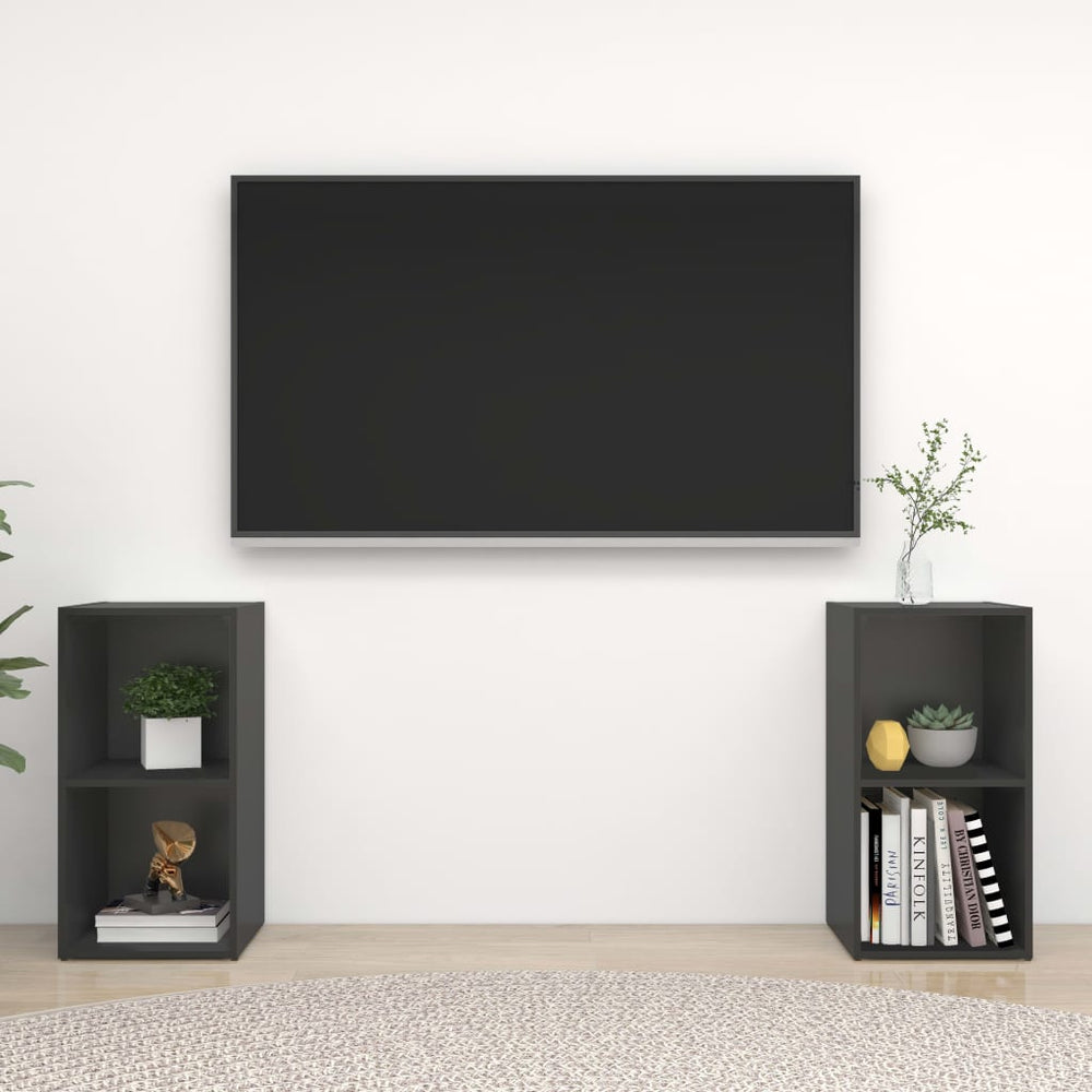 Tv-meubelen 2 st 72x35x36,5 cm spaanplaat grijs MeubelReus