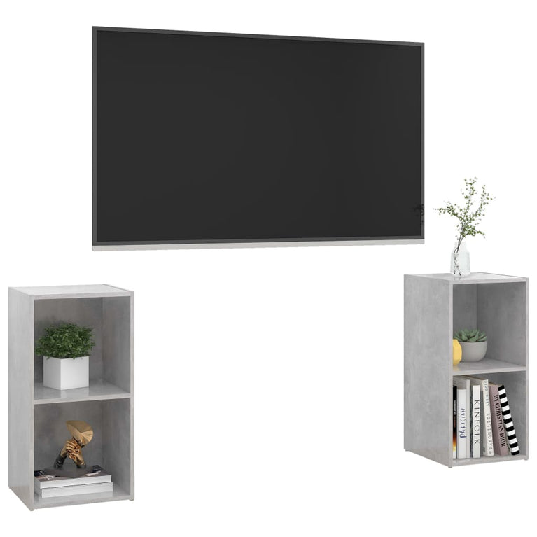 Tv-meubelen 2 st 72x35x36,5 cm spaanplaat betongrijs