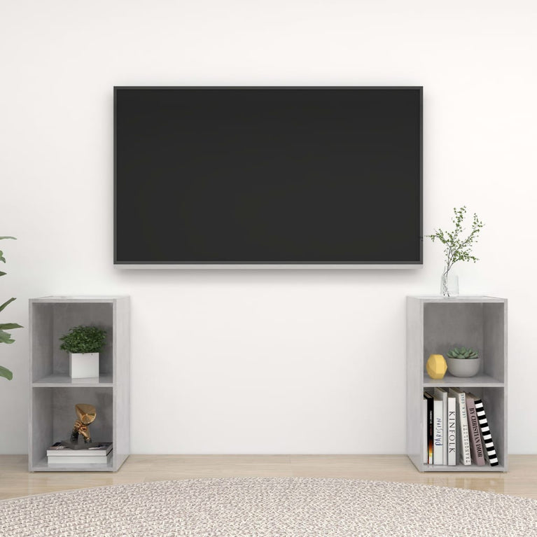 Tv-meubelen 2 st 72x35x36,5 cm spaanplaat betongrijs