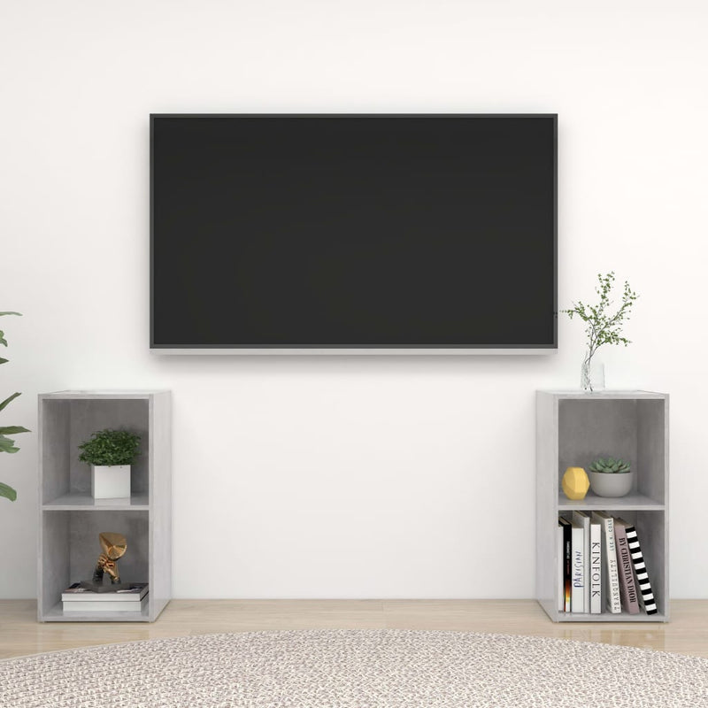 Tv-meubelen 2 st 72x35x36,5 cm spaanplaat betongrijs