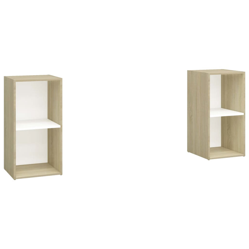 Tv-meubelen 2 st 72x35x36,5 cm spaanplaat wit sonoma eikenkleur