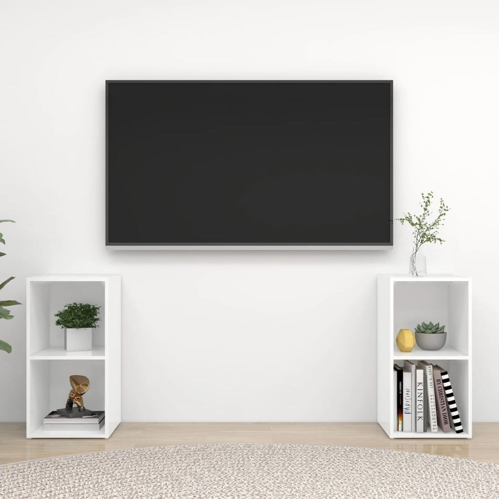 Tv-meubelen 2 st 72x35x36,5 cm spaanplaat hoogglans wit MeubelReus