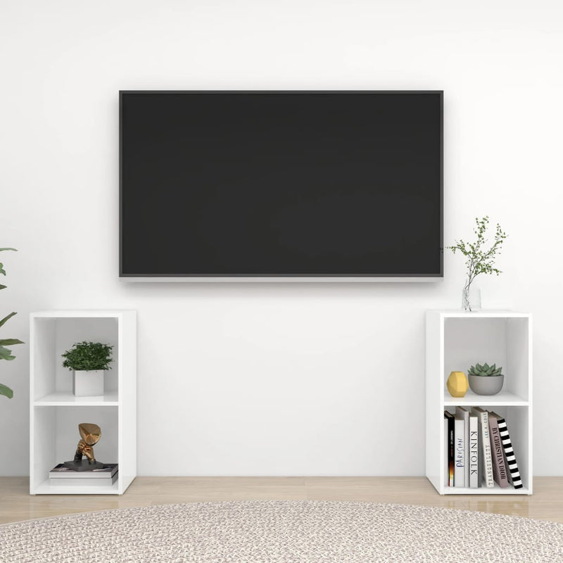Tv-meubelen 2 st 72x35x36,5 cm spaanplaat hoogglans wit MeubelReus