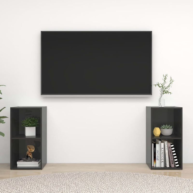 Tv-meubelen 2 st 72x35x36,5 cm spaanplaat hoogglans grijs MeubelReus