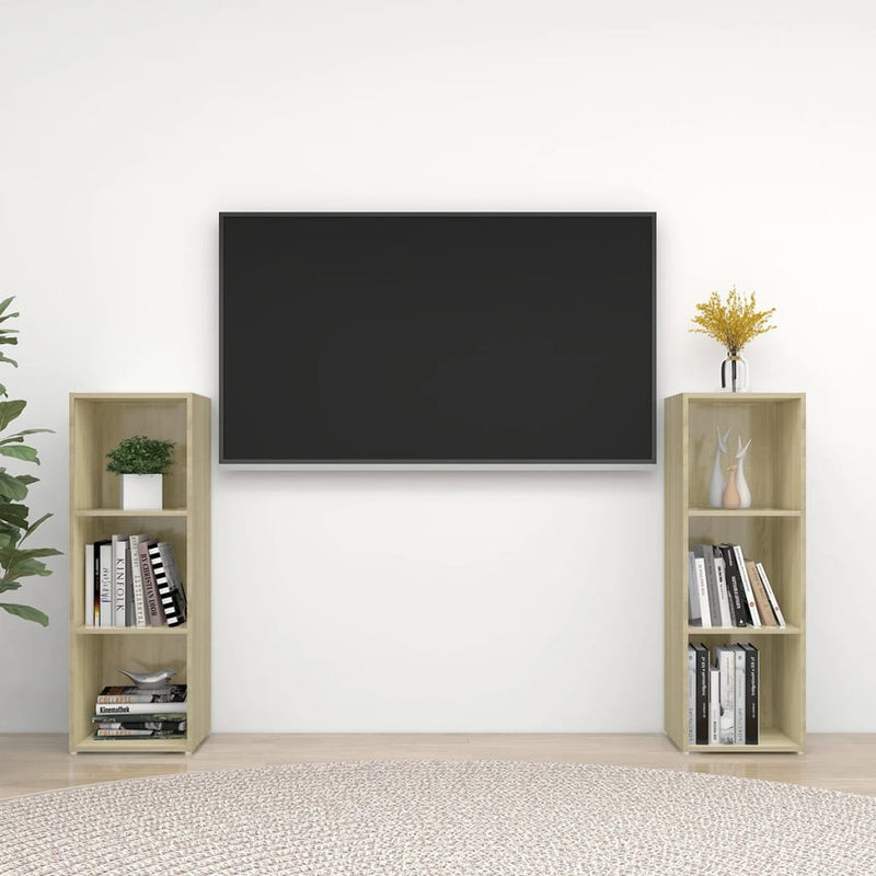 Tv-meubelen 2 st 107x35x37 cm spaanplaat sonoma eikenkleurig