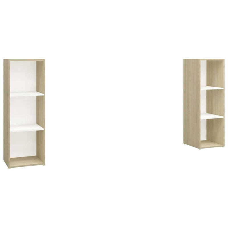 Tv-meubelen 2 st 107x35x37 cm spaanplaat wit sonoma eikenkleur