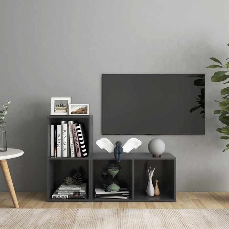 Tv-meubelen 2 st 72x35x36,5 cm spaanplaat grijs MeubelReus