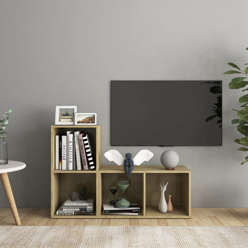 Tv-meubelen 2 st 72x35x36,5 cm spaanplaat sonoma eikenkleurig