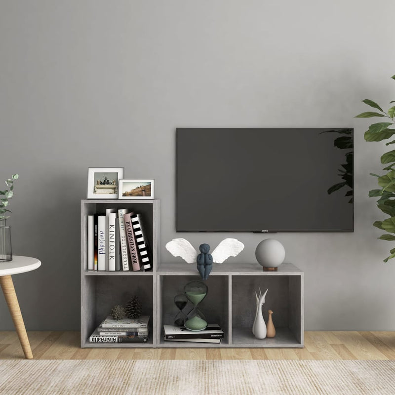 Tv-meubelen 2 st 72x35x36,5 cm spaanplaat betongrijs