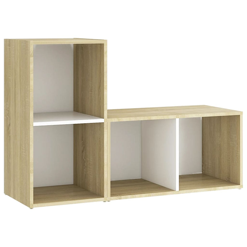 Tv-meubelen 2 st 72x35x36,5 cm spaanplaat wit sonoma eikenkleur