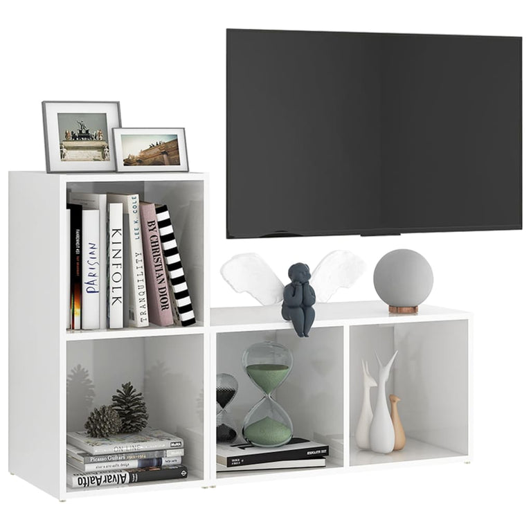 Tv-meubelen 2 st 72x35x36,5 cm spaanplaat hoogglans wit MeubelReus