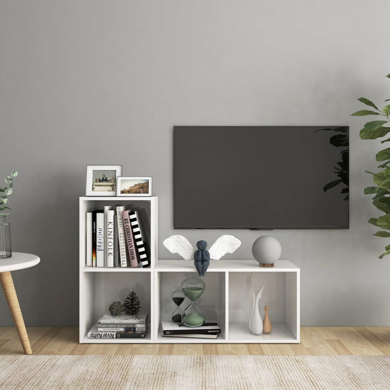 Tv-meubelen 2 st 72x35x36,5 cm spaanplaat hoogglans wit MeubelReus