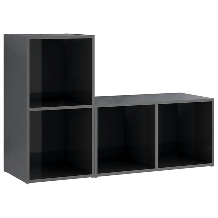 Tv-meubelen 2 st 72x35x36,5 cm spaanplaat hoogglans grijs MeubelReus