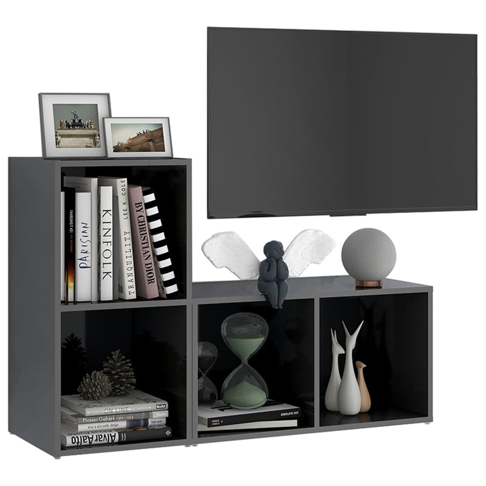 Tv-meubelen 2 st 72x35x36,5 cm spaanplaat hoogglans grijs MeubelReus