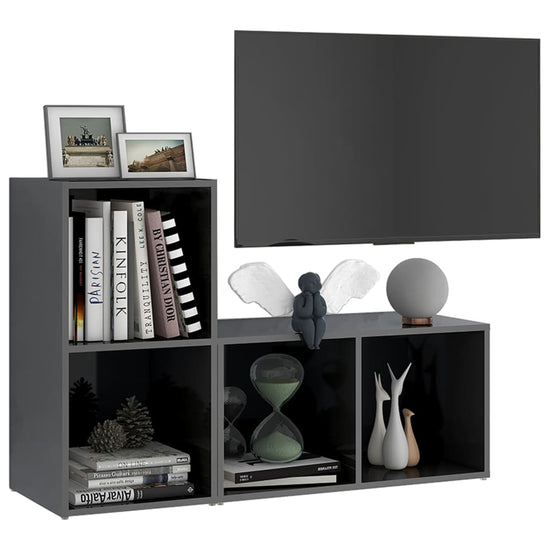Tv-meubelen 2 st 72x35x36,5 cm spaanplaat hoogglans grijs MeubelReus
