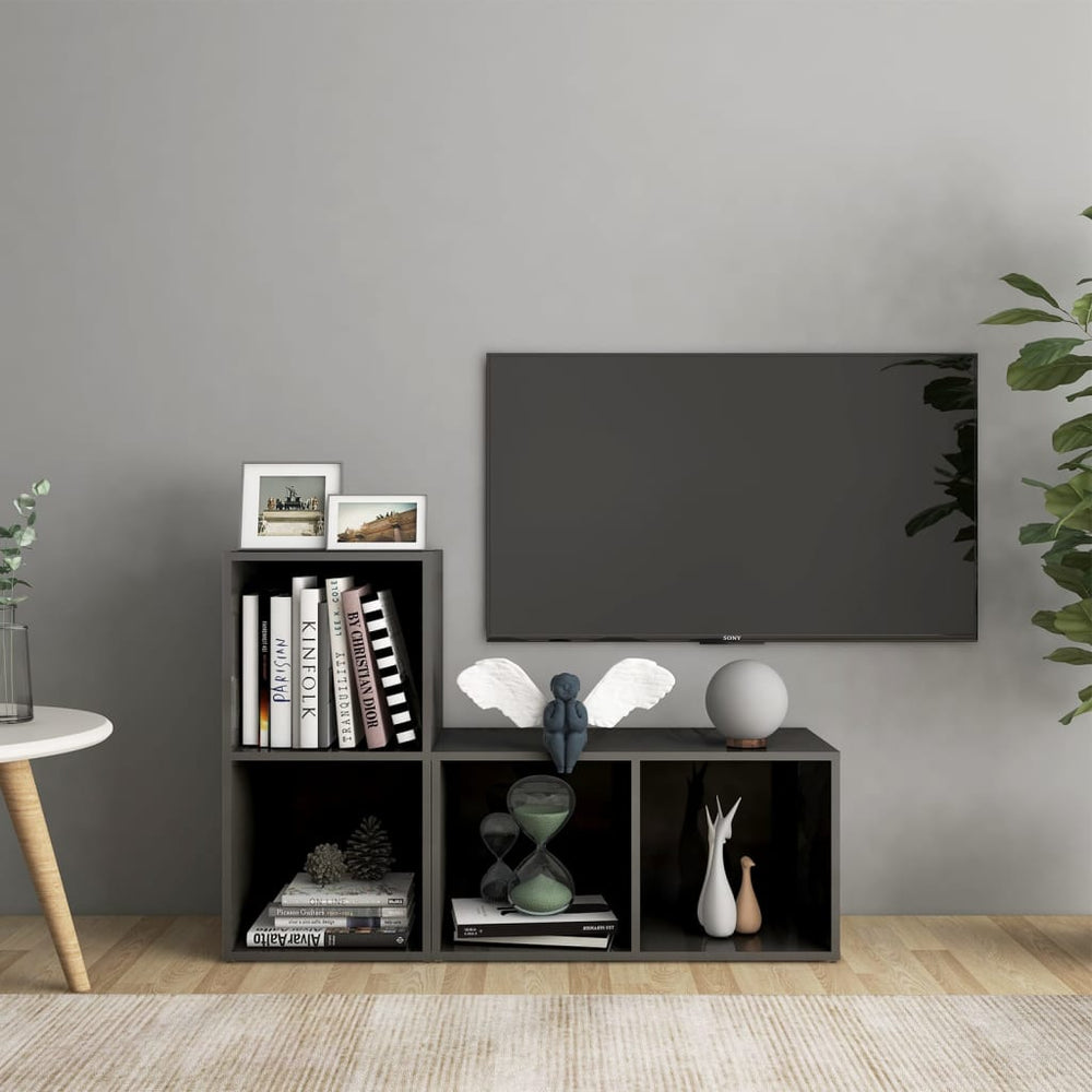 Tv-meubelen 2 st 72x35x36,5 cm spaanplaat hoogglans grijs MeubelReus