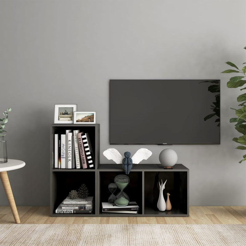 Tv-meubelen 2 st 72x35x36,5 cm spaanplaat hoogglans grijs MeubelReus