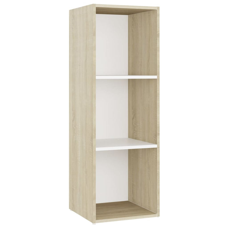 Tv-meubelen 3 st 107x35x37 cm spaanplaat wit sonoma eikenkleur