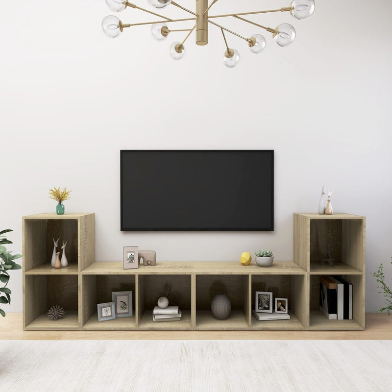 Tv-meubelen 4 st 72x35x36,5 cm spaanplaat sonoma eikenkleurig