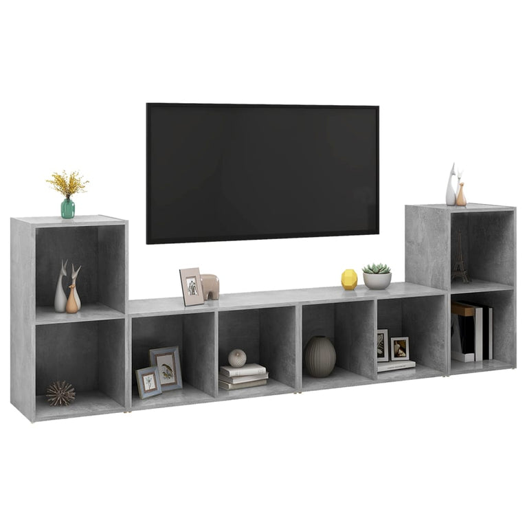 Tv-meubelen 4 st 72x35x36,5 cm spaanplaat betongrijs