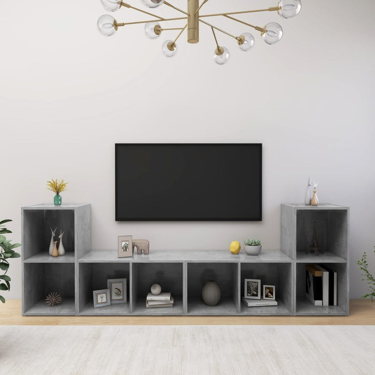 Tv-meubelen 4 st 72x35x36,5 cm spaanplaat betongrijs