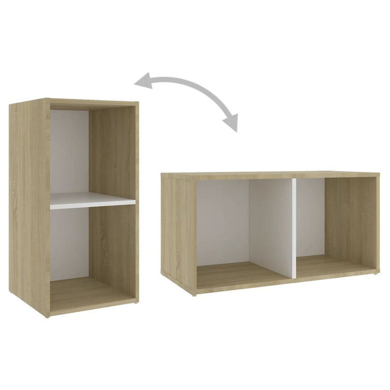 Tv-meubelen 4 st 72x35x36,5 cm spaanplaat wit sonoma eikenkleur