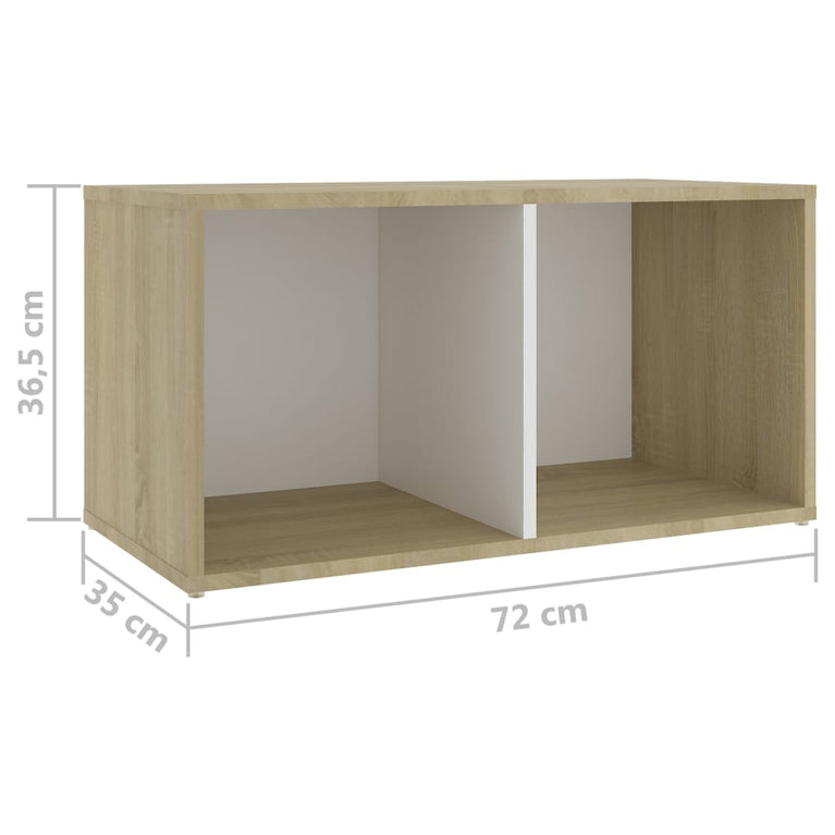 Tv-meubelen 4 st 72x35x36,5 cm spaanplaat wit sonoma eikenkleur