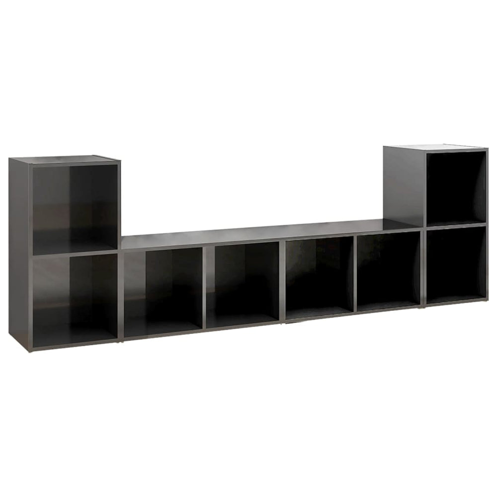 Tv-meubelen 4 st 72x35x36,5 cm spaanplaat hoogglans grijs MeubelReus